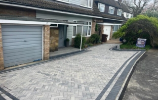 Bushy Block Paved Driveway With Porcelain Step 06